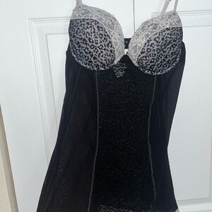 Cheetah Print Black and Gray Lace Chemise